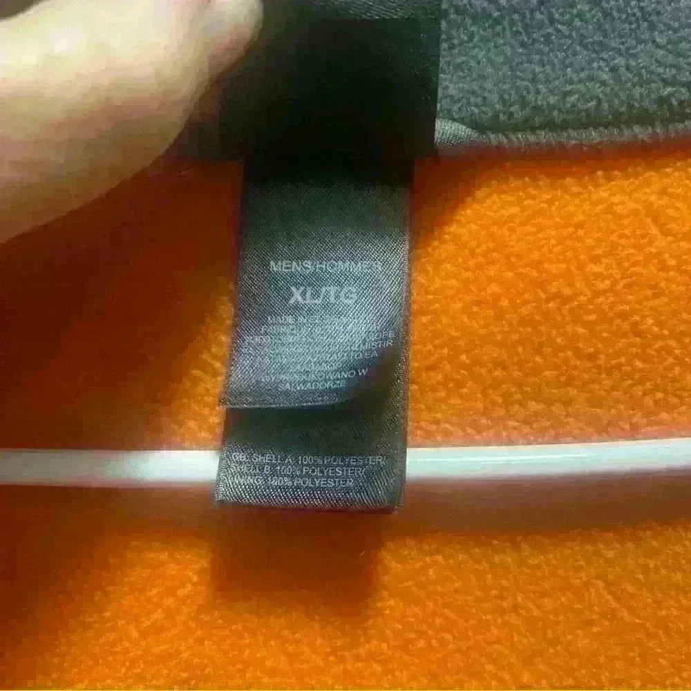 The North Face - orange and gray fleece jacket